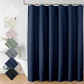 Aiyufeng Moga Navy Blue Fabric Shower Curtains For Bathroom - Blue Hotel Spa Polyester Cloth Bath Curtain With 12 Holes, 72X72,