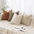 Miulee Pack Of 2 Decorative Throw Pillow Covers Soft Chenille Throw Pillows Solid Textured Euro Cushion Covers For Couch Sofa Bedroom Living Room 24X24 Inch, Taupe Grey