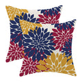 Cxmeifly Navy Blue Summer Outdoor Pillow Covers 18X18 Inch Set Of 2 Mustard Yellow Burgundy Red Dahlia Floral Decor Throw Pillow