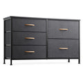 Nicehill Dresser For Bedroom With 5 Drawers Organizer, Wide Chest Of Drawers For Closet, Clothes, Kids, Baby, Tv Stand With Storage Drawers, Fabric Drawers, Light Wood Grain