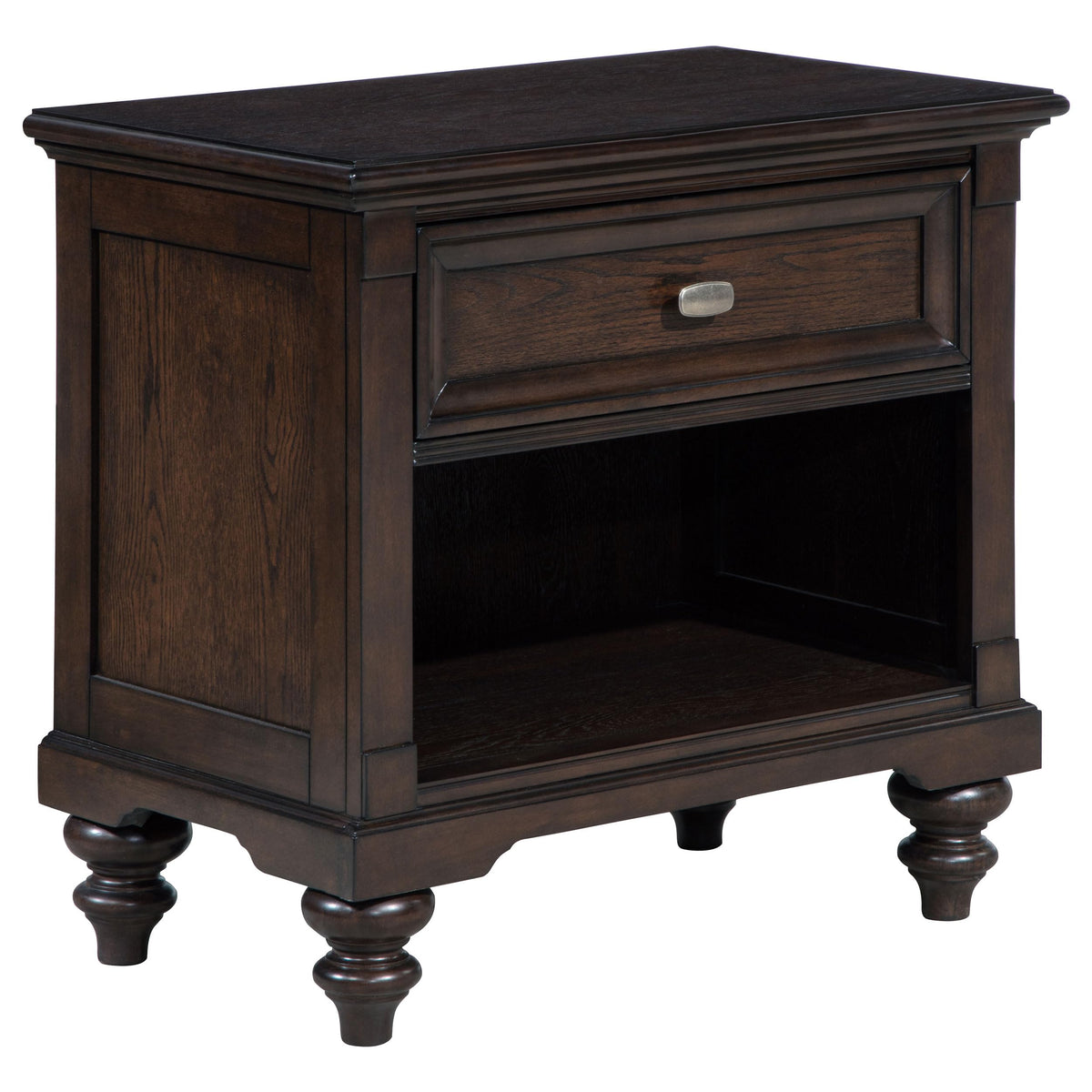 Coaster Home Furnishings Andover Traditional Wood 1-Drawer Bedroom Nightstand Bedside Table Organizer Unit Dark Oak 223632