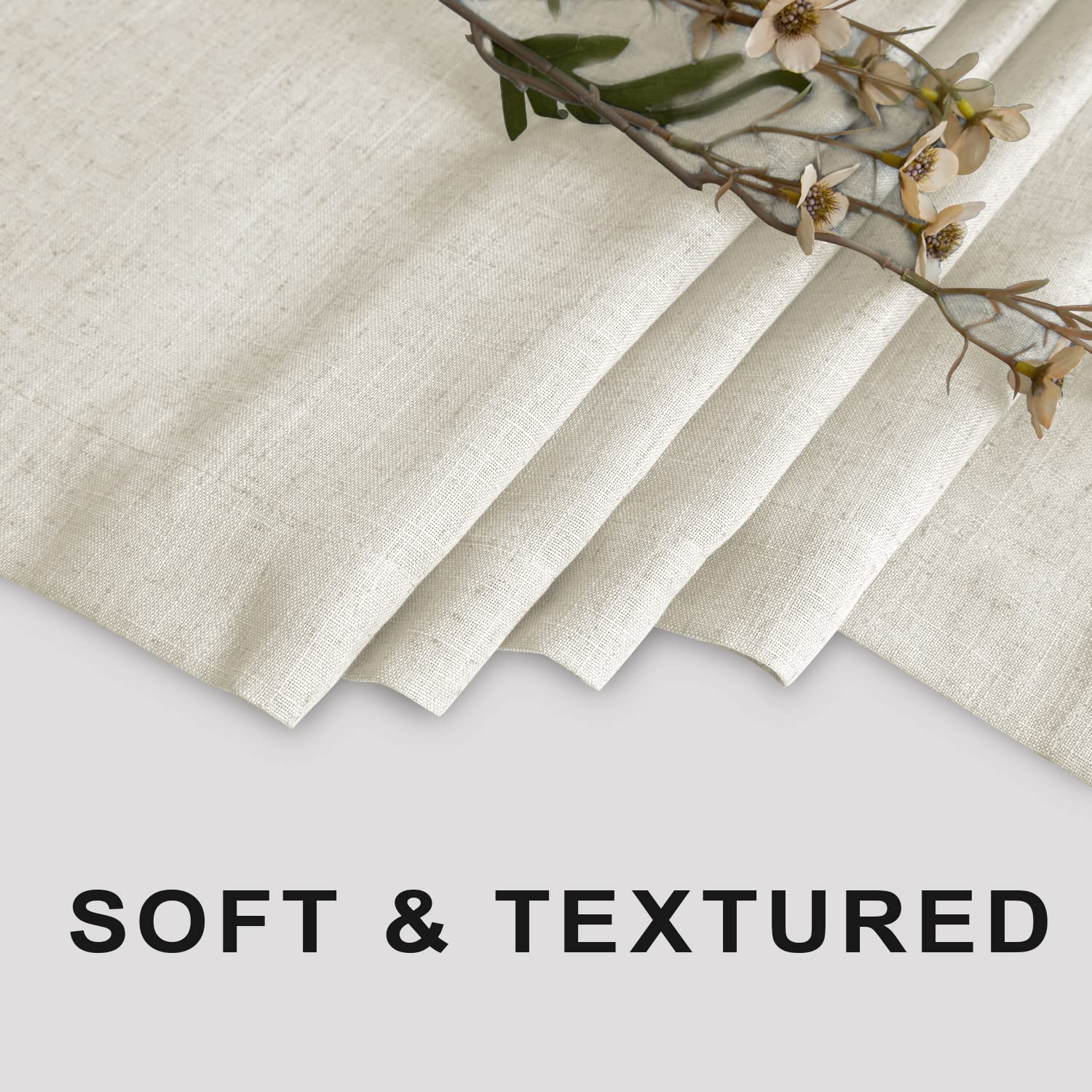 Koufall 90 Inch Shower Curtain Long,Linen Fabric Boho Farmhouse Neutral Extra Long Shower Curtains For Bathroom 90 In Length,Cre