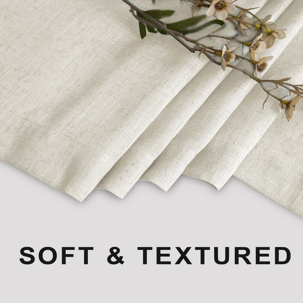 Koufall 90 Inch Shower Curtain Long,Linen Fabric Boho Farmhouse Neutral Extra Long Shower Curtains For Bathroom 90 In Length,Cre