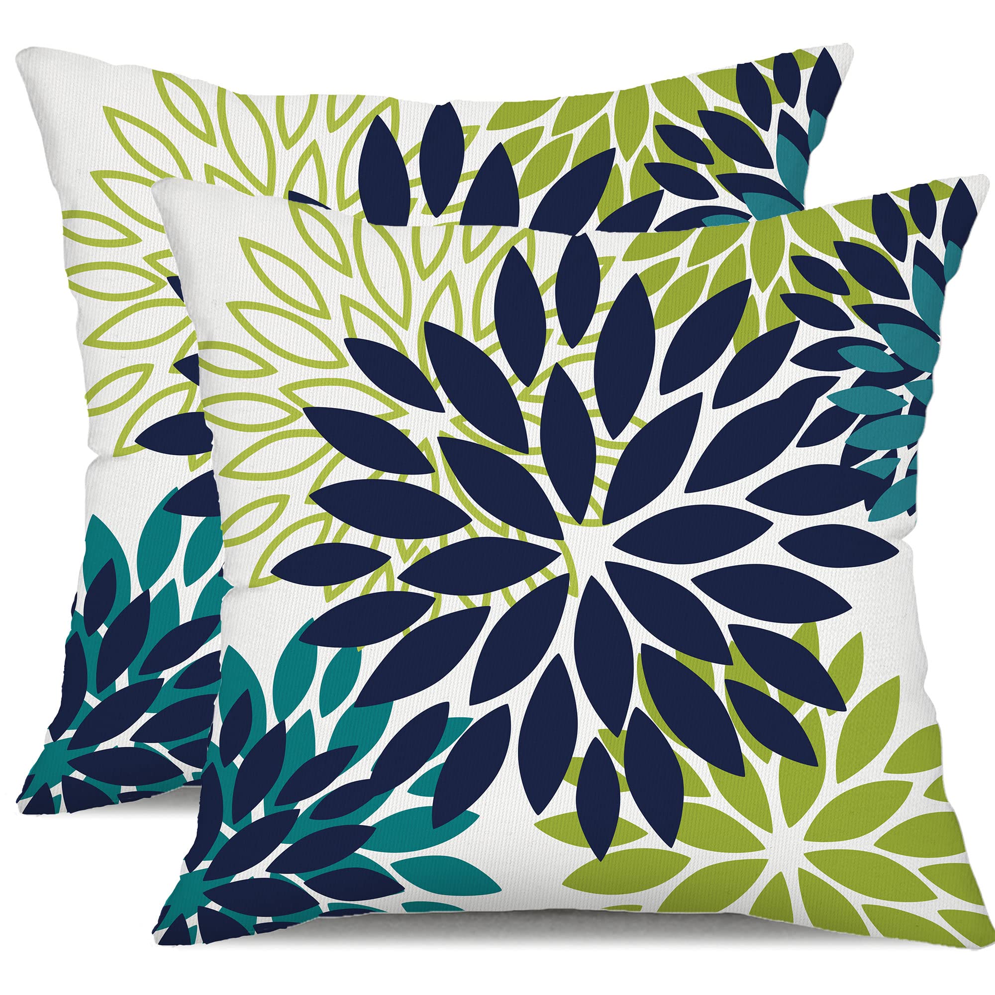 Dfxsz Navy Blue Flower Pillow Covers 20X20 Inch Set Of 2 White Gray Colored Throw Pillows Outdoor Waterproof Decor For Living Ro