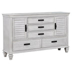 Coaster Home Furnishings Franco Farmhouse 4-Piece Bedroom Set Queen Size Panel Bed Frame 57-inch Headboard Distressed White 205331Q-S4
