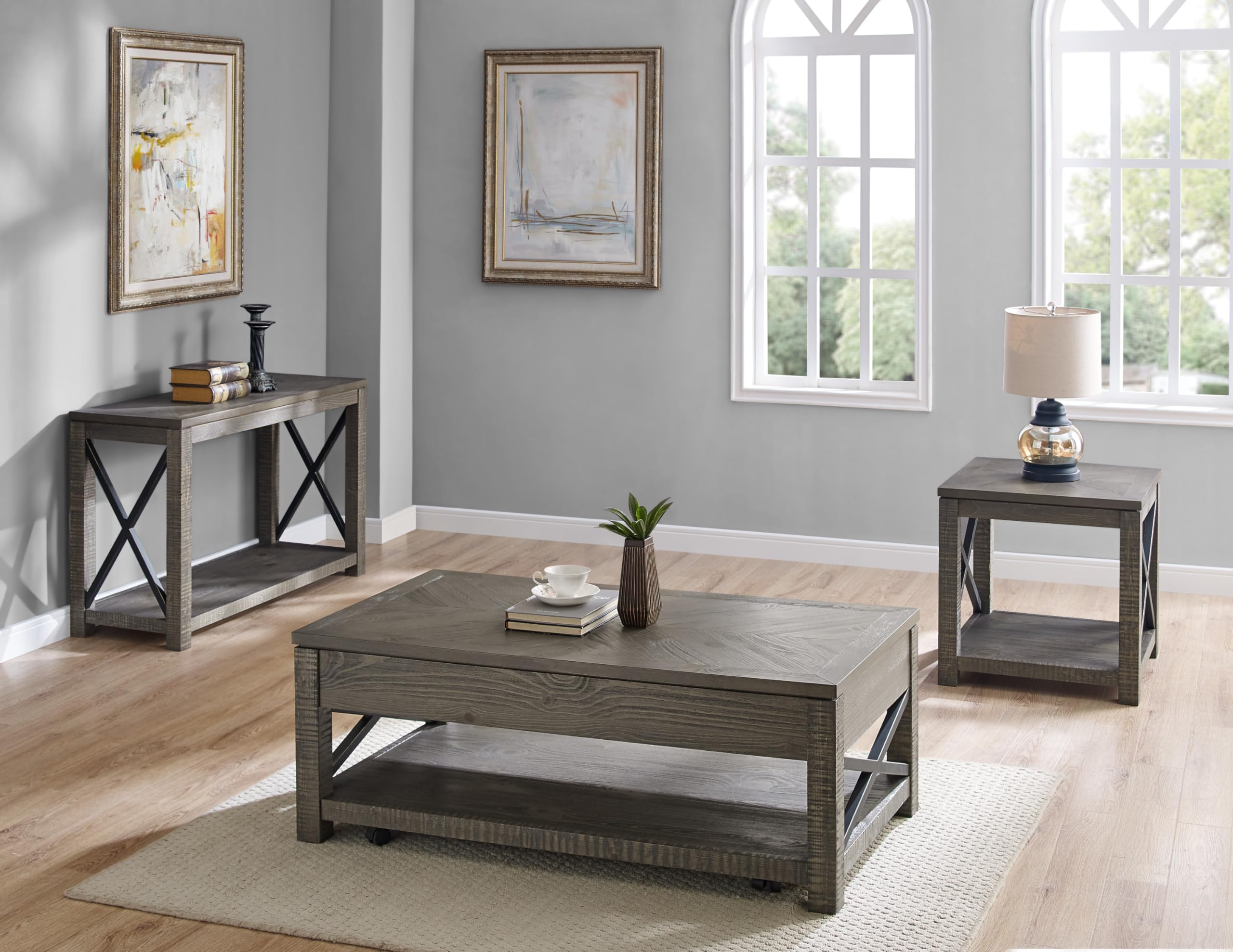 Steve Silver Dexter Vintage Rustic Style for Your Living Room Sofa Table, 48 x 18 x 30, Driftwood with Ruff-hewn Distressing