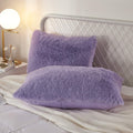 Uhamho Set Of 2 Faux Fur Throw Pillow Covers Soft Velvet Decorative Pillowcases Zipper Closure (Lilac, 20'X36')