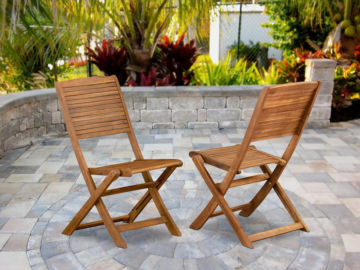 East West Furniture Bfmcwna Fremont Foldable Patio Dining Chairs-Acacia Wood, Set Of 2, Natural Oil