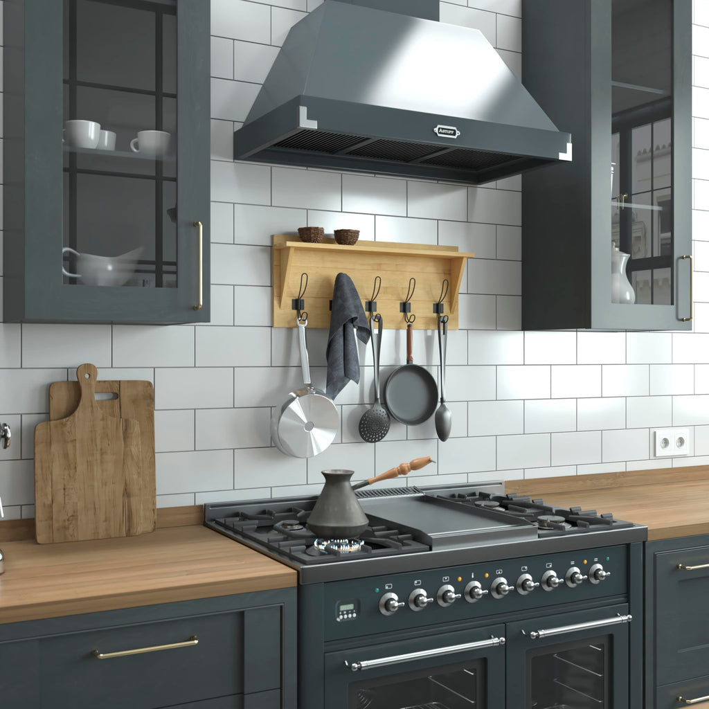 Flash Furniture Daly Wall Mounted Storage Rack - Bamboo Solid Pine Wood - 24 Inch - Upper Shelf and 5 Hooks - For Entryway, Kitchen, Bathroom