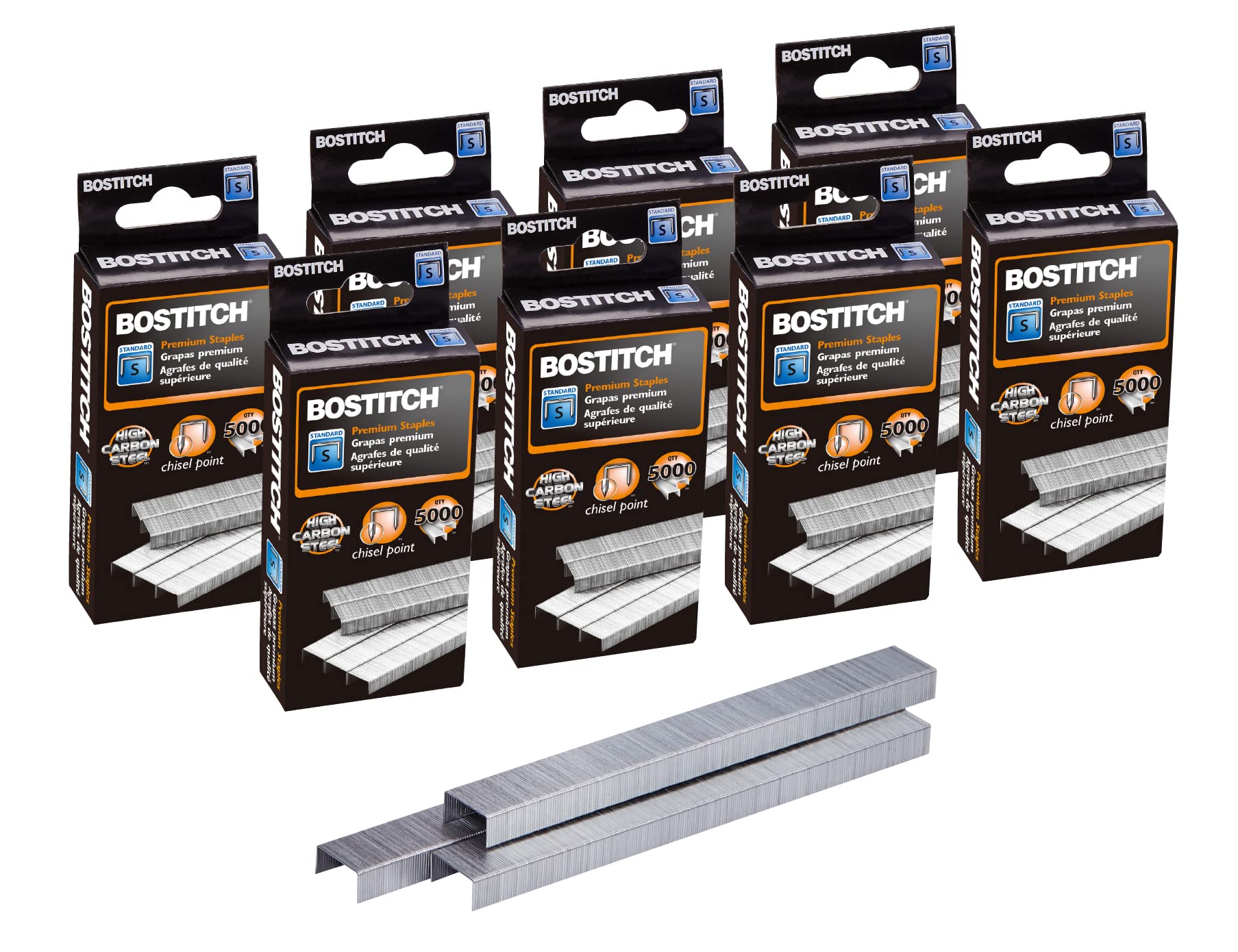 Bostitch Office Standard Staples, 1/4' Length,Full Strip Staples, 5000 Per Box, 8-Pack