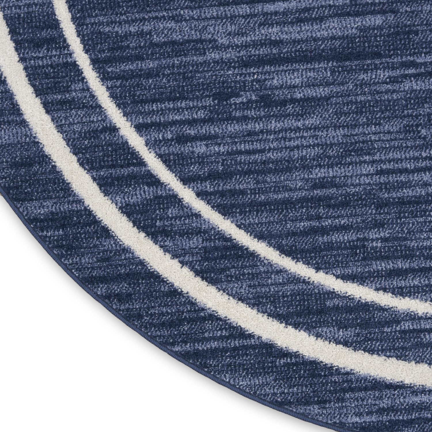 Nourison Essentials Indoor/Outdoor Navy/Ivory 6' X Round Area -Rug, Easy -Cleaning, Non Shedding, Bed Room, Living Room, Dining