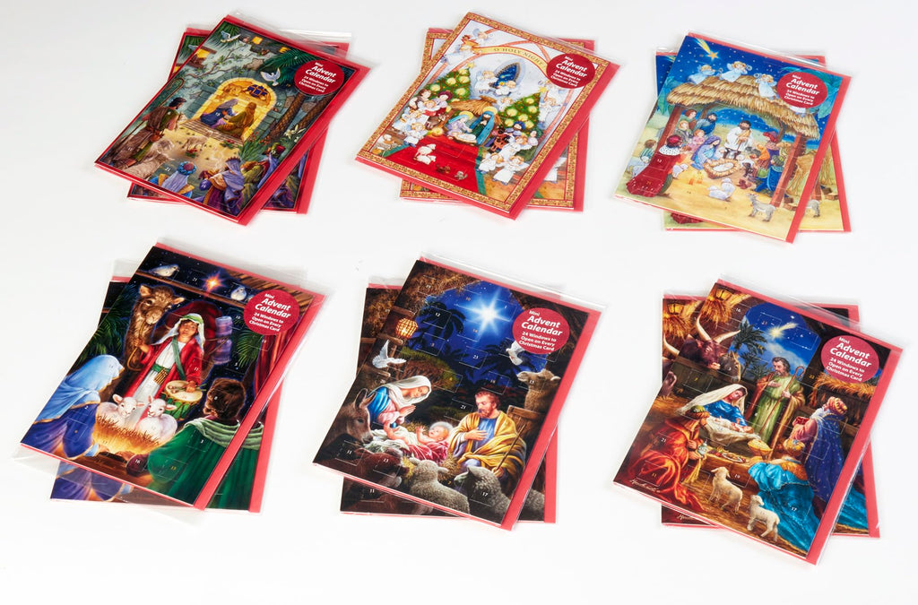 Nativity Themed Advent Calendar Greeting Cards - Assortment of 12 Cards with Envelopes by Vermont Christmas Company - The Perfec