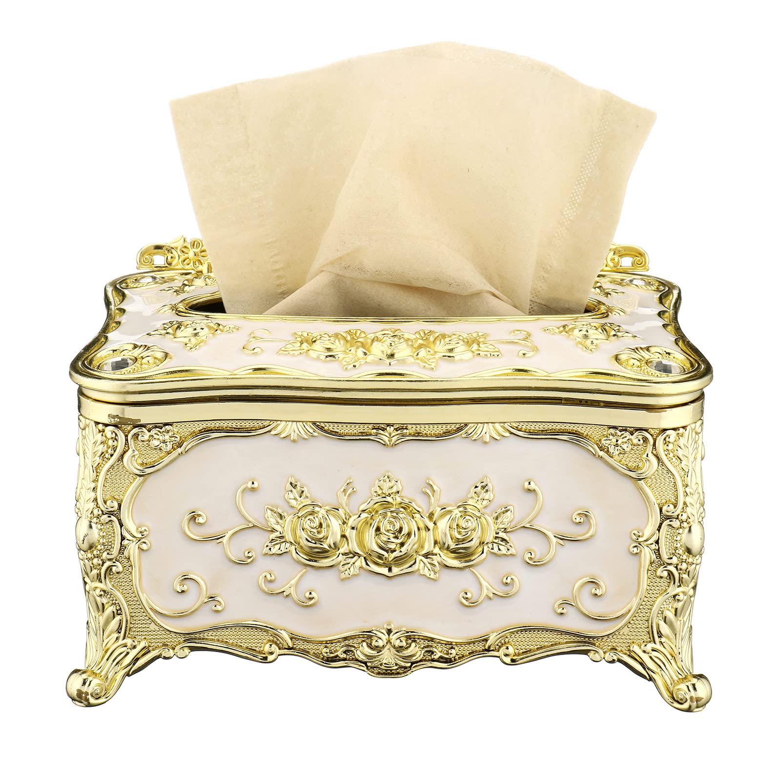 Comeon Luxurious Rose Tissue Box Acrylic Holder Cover Luxurious Elegant Design Tissue Holders Paper Holder Napkin Holder for Hom
