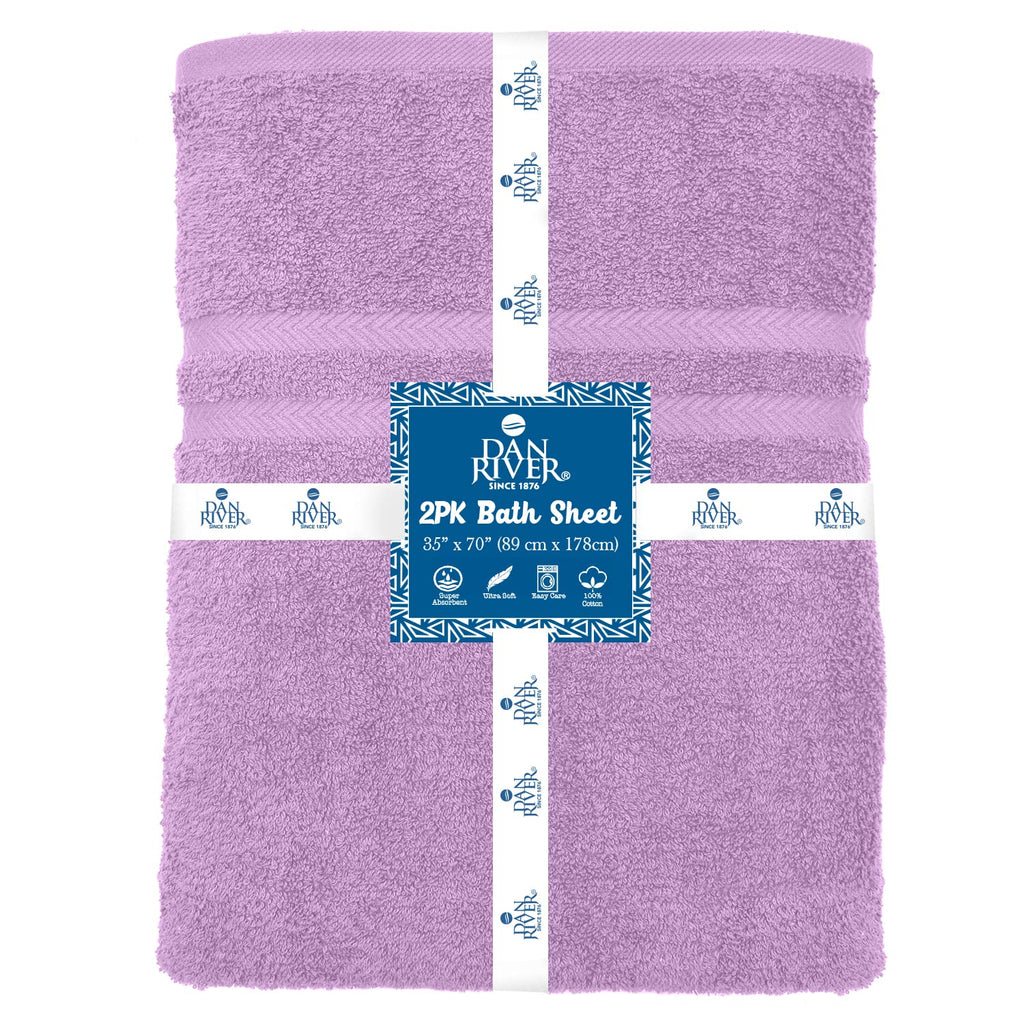 Dan River 100% Cotton Jumbo Bath Sheets - Ultra Soft & Absorbent Towels For Home, Spa, Gym 35   X70    -Lavender