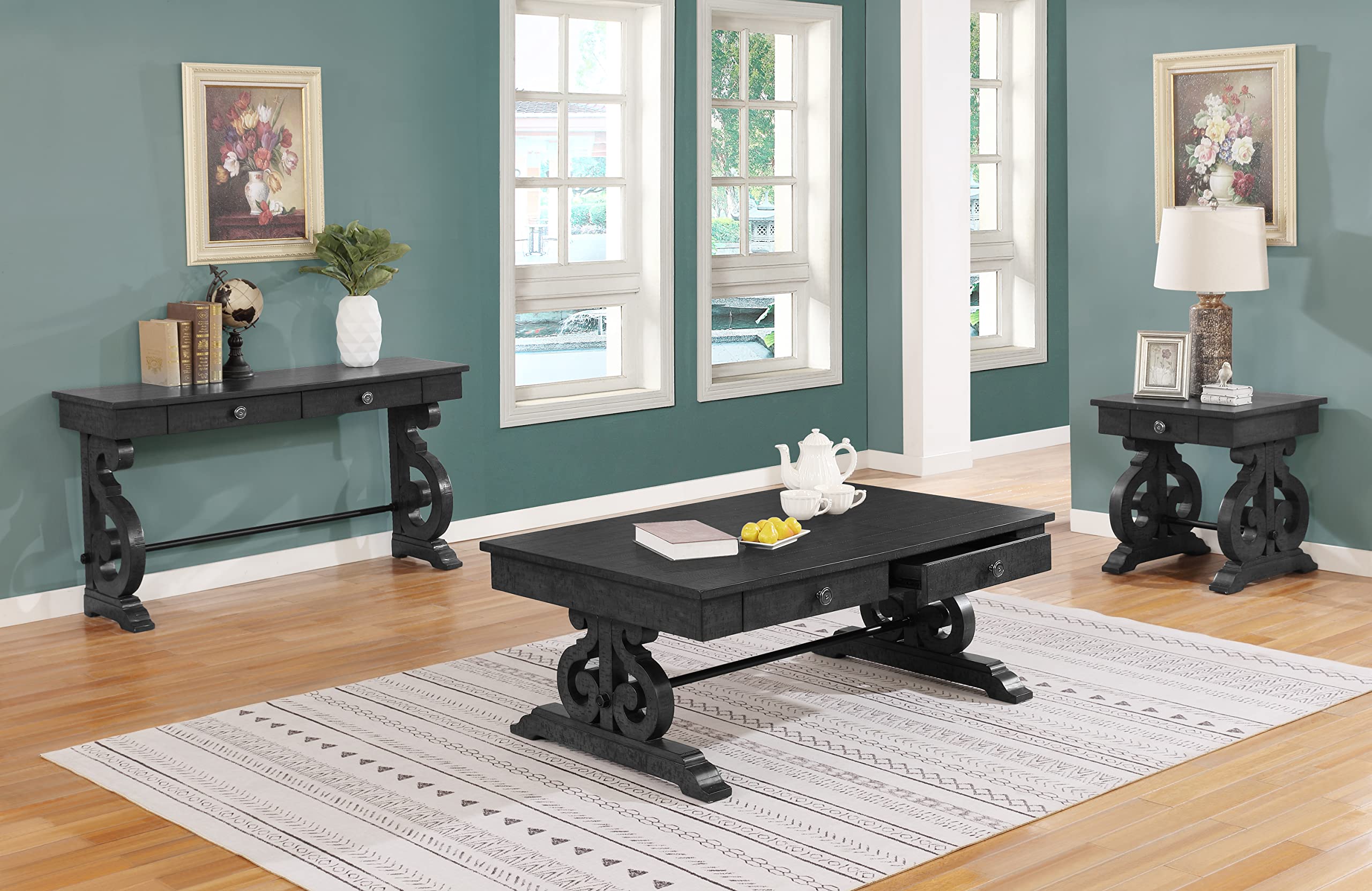 Best Quality Furniture Coffee Table Set, Dark Gray