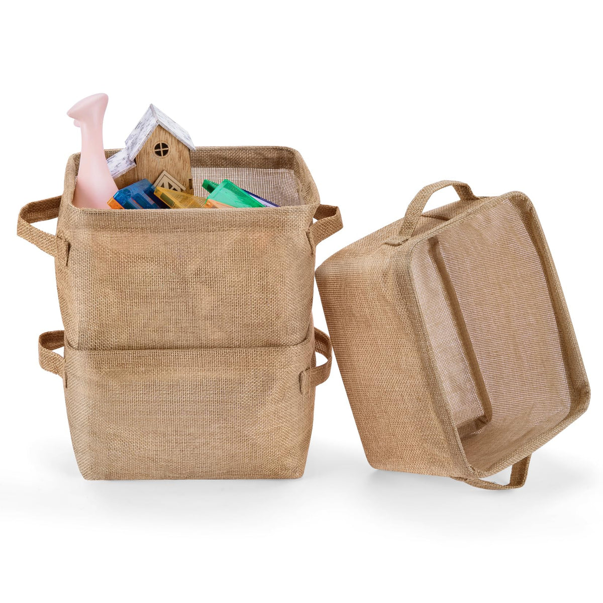 AARAINBOW Storage Basket Bins Canvas Mini Storage Cubes Storage Basket for Makeup, Baby Toys Liners, Books Nursery Storage Baske