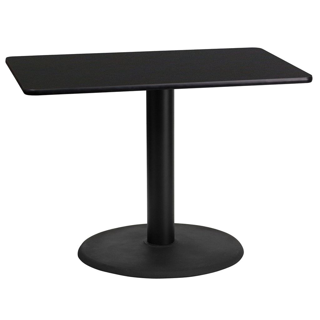 Flash Furniture 24'' x 42'' Rectangular Black Laminate Table Top with 24'' Round Table Height Base