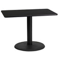 Flash Furniture 24'' x 42'' Rectangular Black Laminate Table Top with 24'' Round Table Height Base