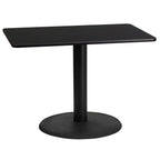 Flash Furniture 24'' x 42'' Rectangular Black Laminate Table Top with 24'' Round Table Height Base