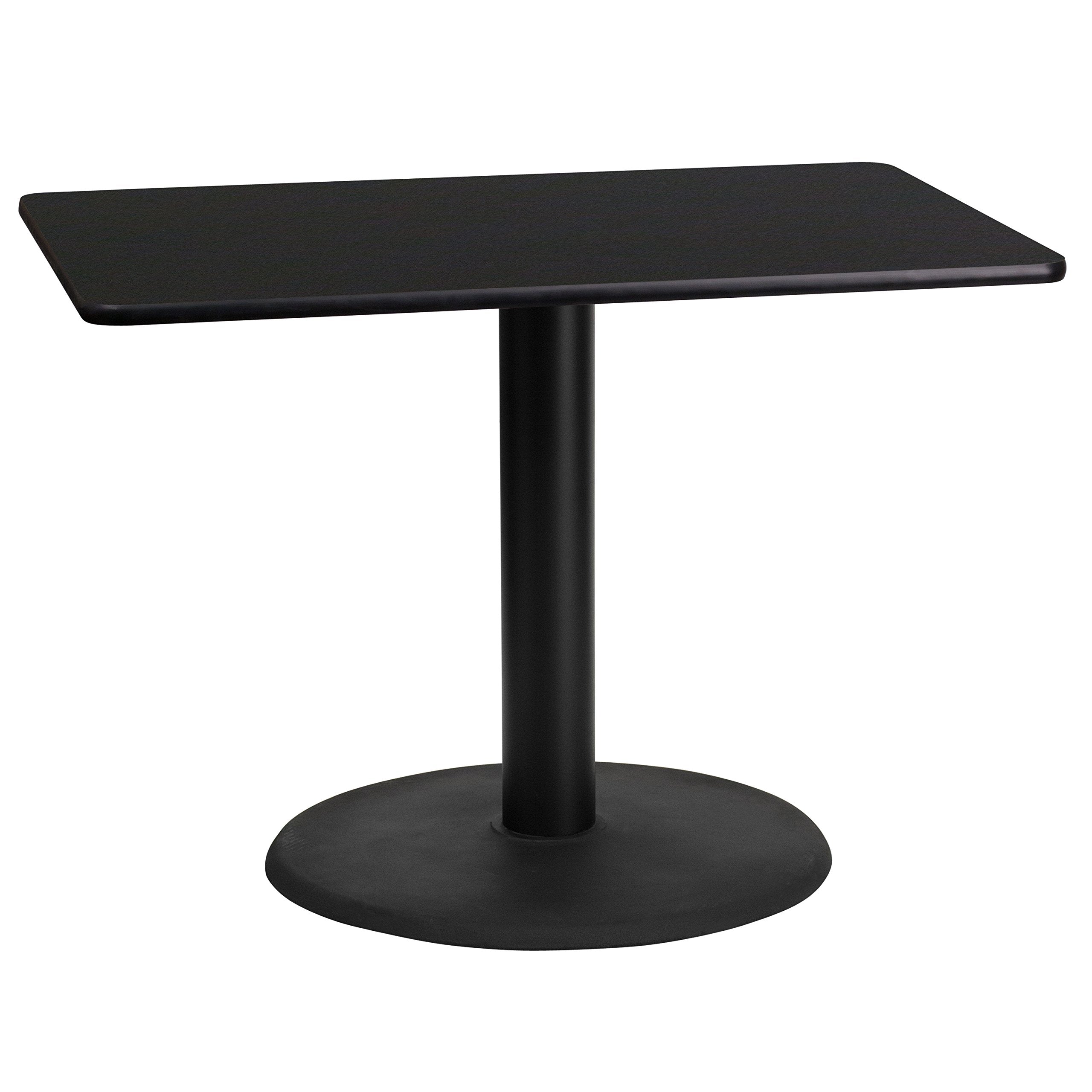 Flash Furniture 24'' x 42'' Rectangular Black Laminate Table Top with 24'' Round Table Height Base