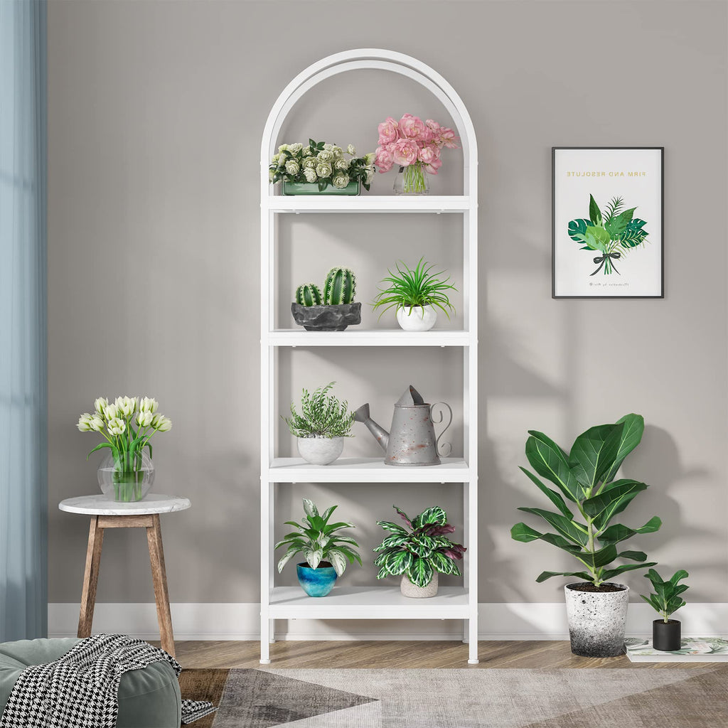 Tribesigns 4-Tier Open Bookshelf, 70.8' Industrial Wood Bookcase Storage Shelves With Metal Frame, Freestanding Display Rack Tall Shelving Unit For Office, Bedroom, Living Room (White, 1Pc)