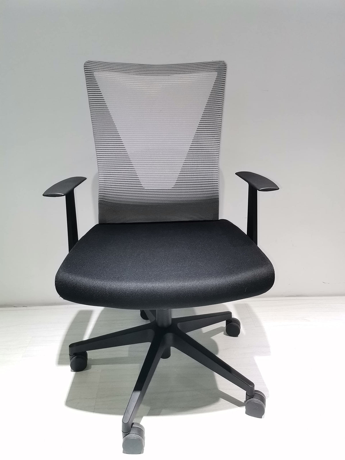 Puebla Office Chair, Nylon Base Black, Fixed Armrest, Black/Smokey Oak