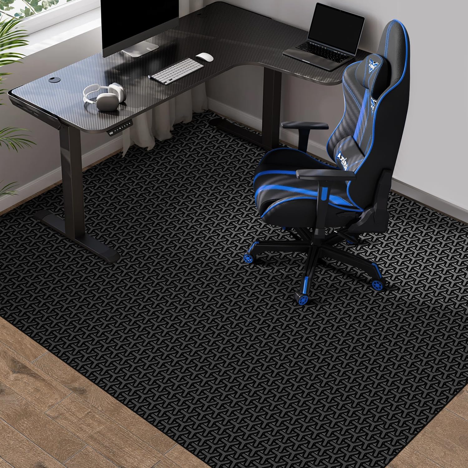 Office Chair Mat For Hard Floor, 60'X75' Large Durable Computer Chair Mat, Unique Y-Shaped Pattern Floor Protector Rug For Rol