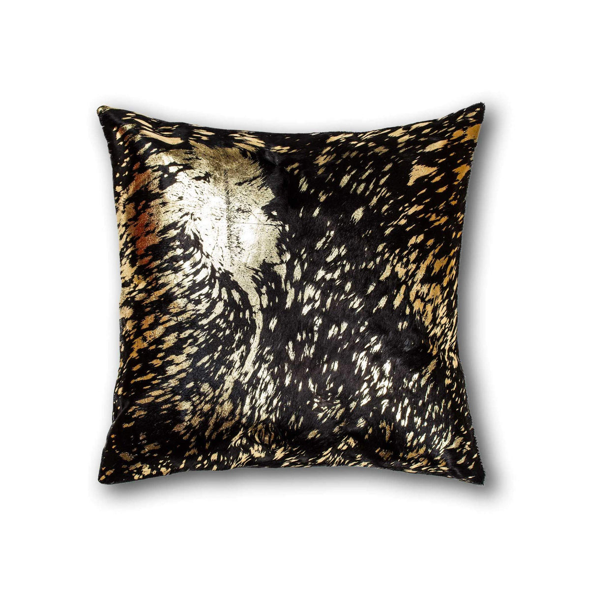 HomeRoots Decor 18-inch x 18-inch x 5-inch Trendy Chocolate & Gold Torino Kobe Cowhide - Pillow