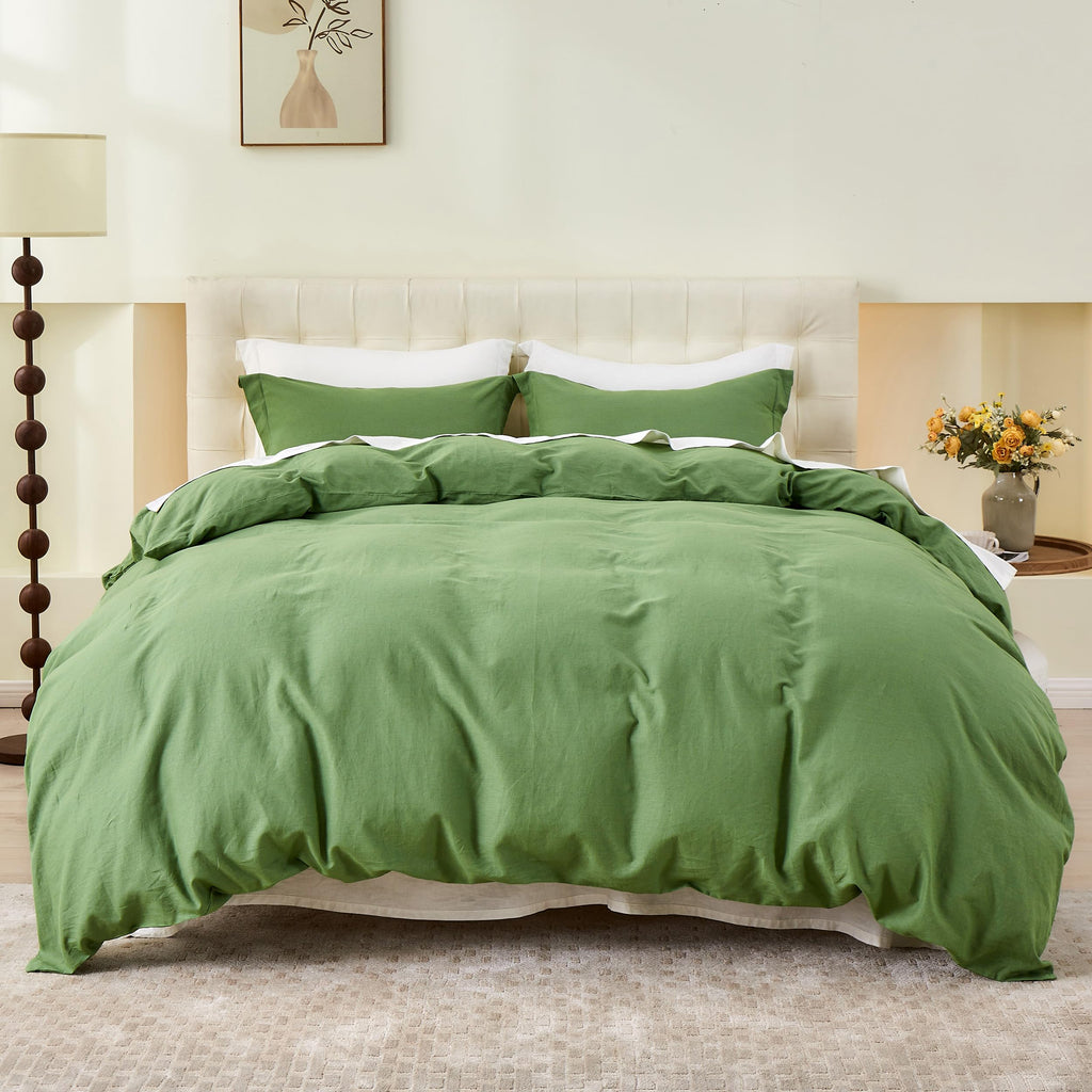 Simple&Opulence French Linen Duvet Cover Set- 104''x 92'' - 3 Pieces (1 Comforter Cover,2 Pillowcases)-Natural Flax Cotton Blend