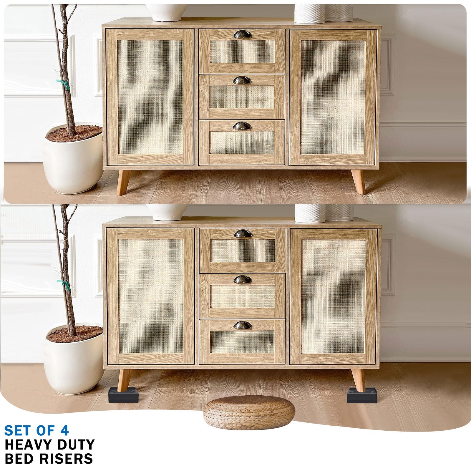 Annkut 1.5 Inch Furniture Risers, Rectangle Adjustable Risers Blocks For Bed Sofa Table And Couch Lifting,Heavy Duty Support Up