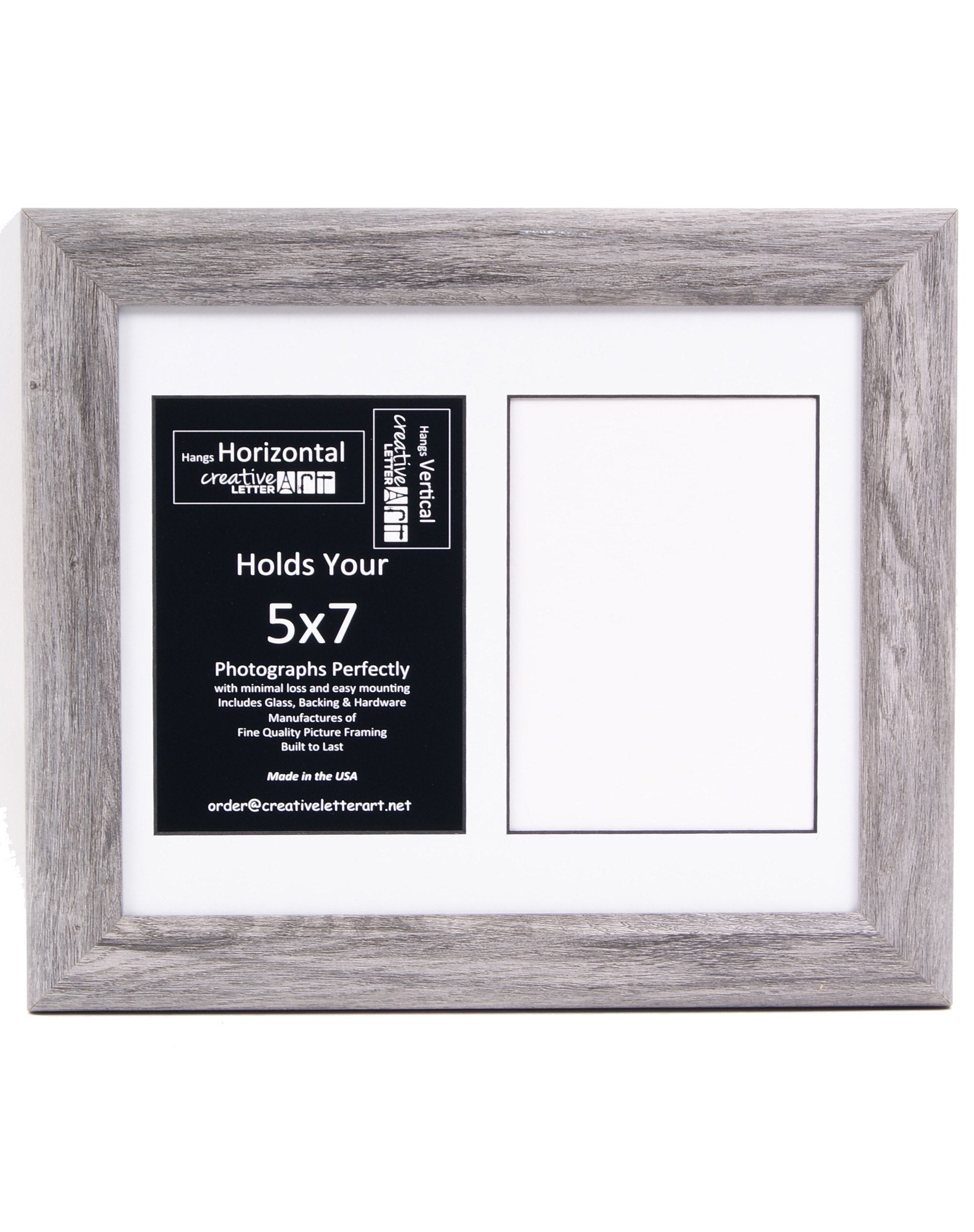 Creative Letter Art 2 Opening Glass Face Driftwood Picture Frame to hold 5 by 7 inch Photographs including 10x12-inch White Mat 
