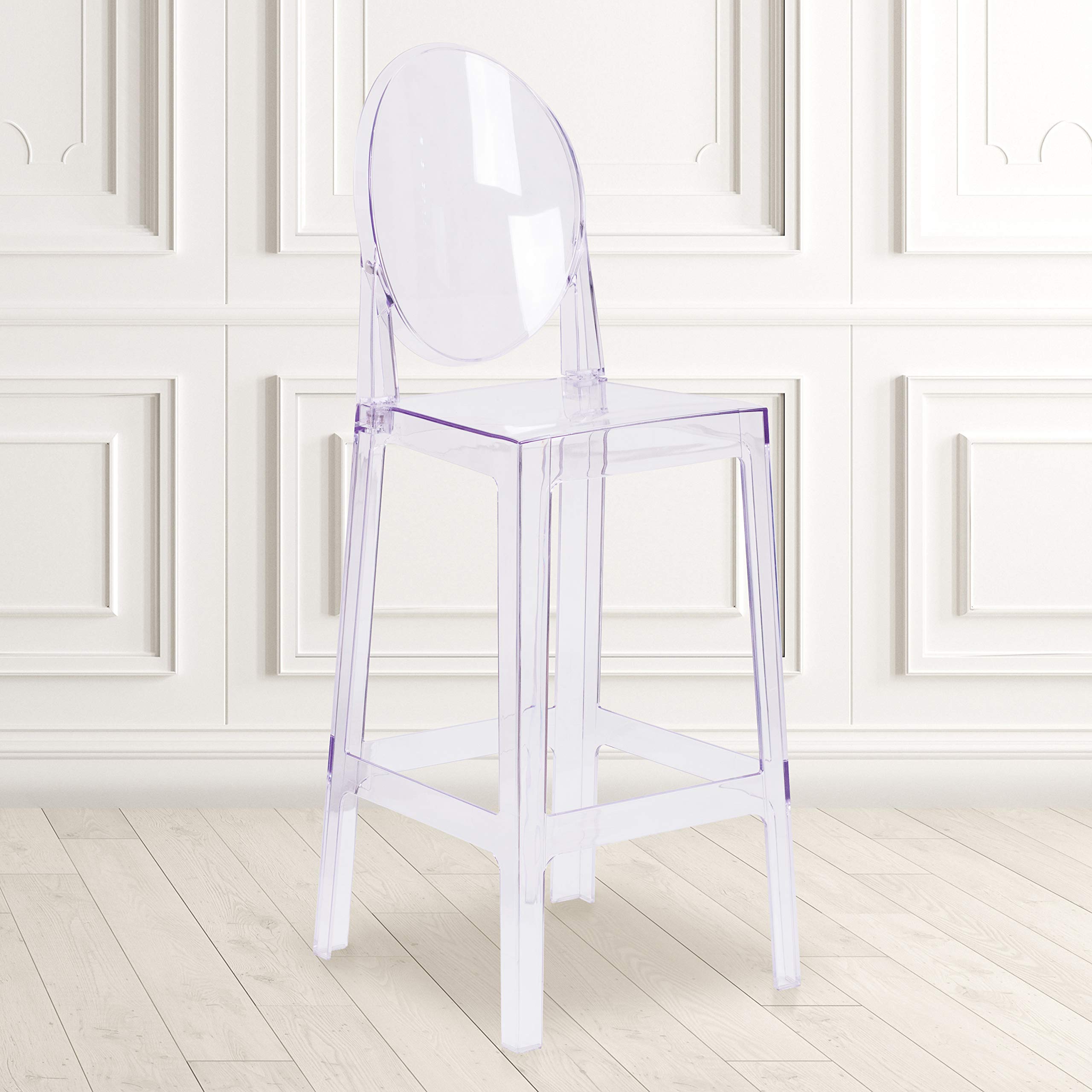 Flash Furniture Ghost Barstool With Oval Back In Transparent Crystal