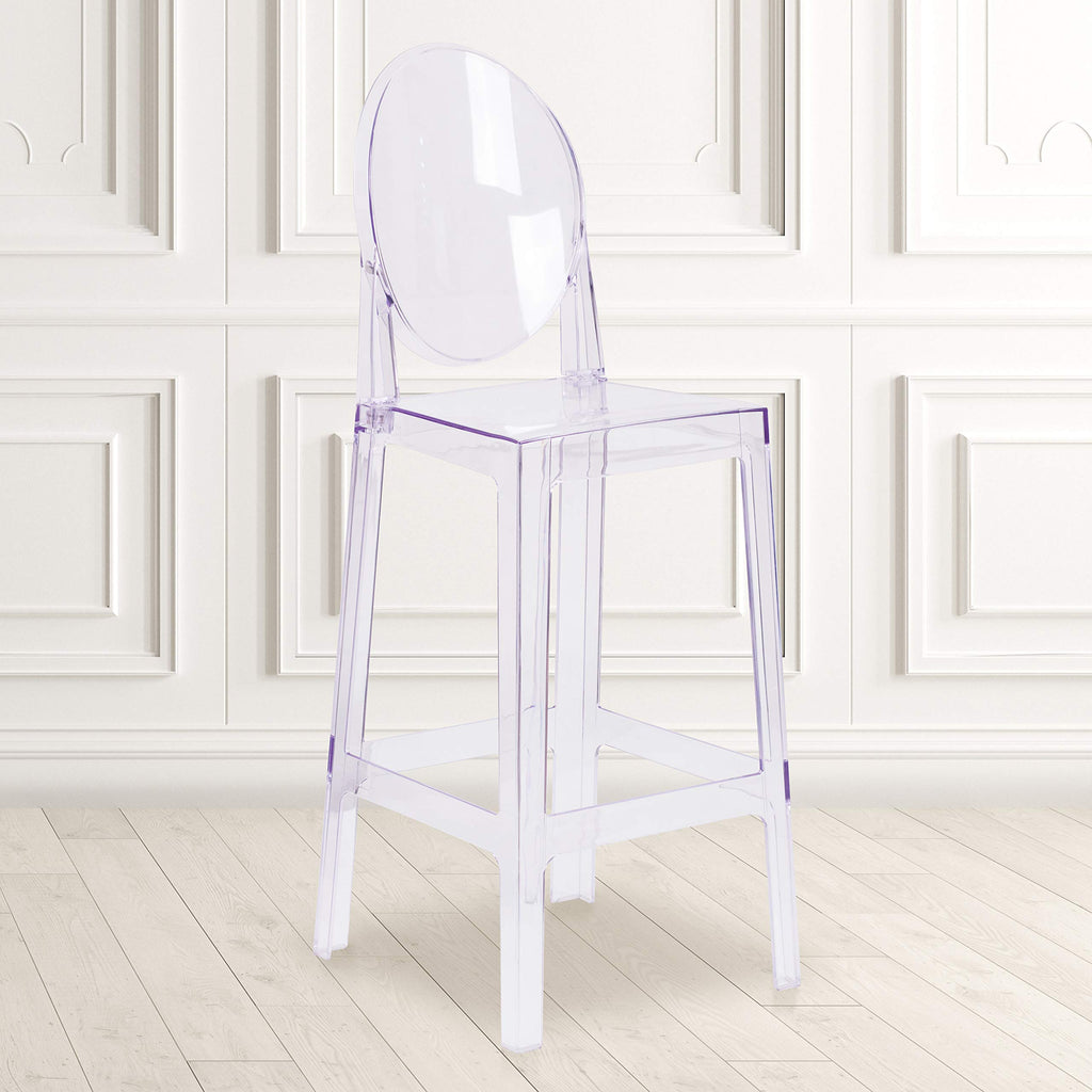 Flash Furniture Ghost Barstool With Oval Back In Transparent Crystal