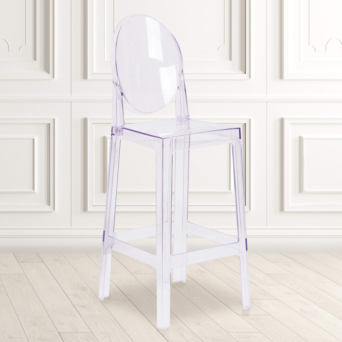 Flash Furniture Ghost Barstool With Oval Back In Transparent Crystal