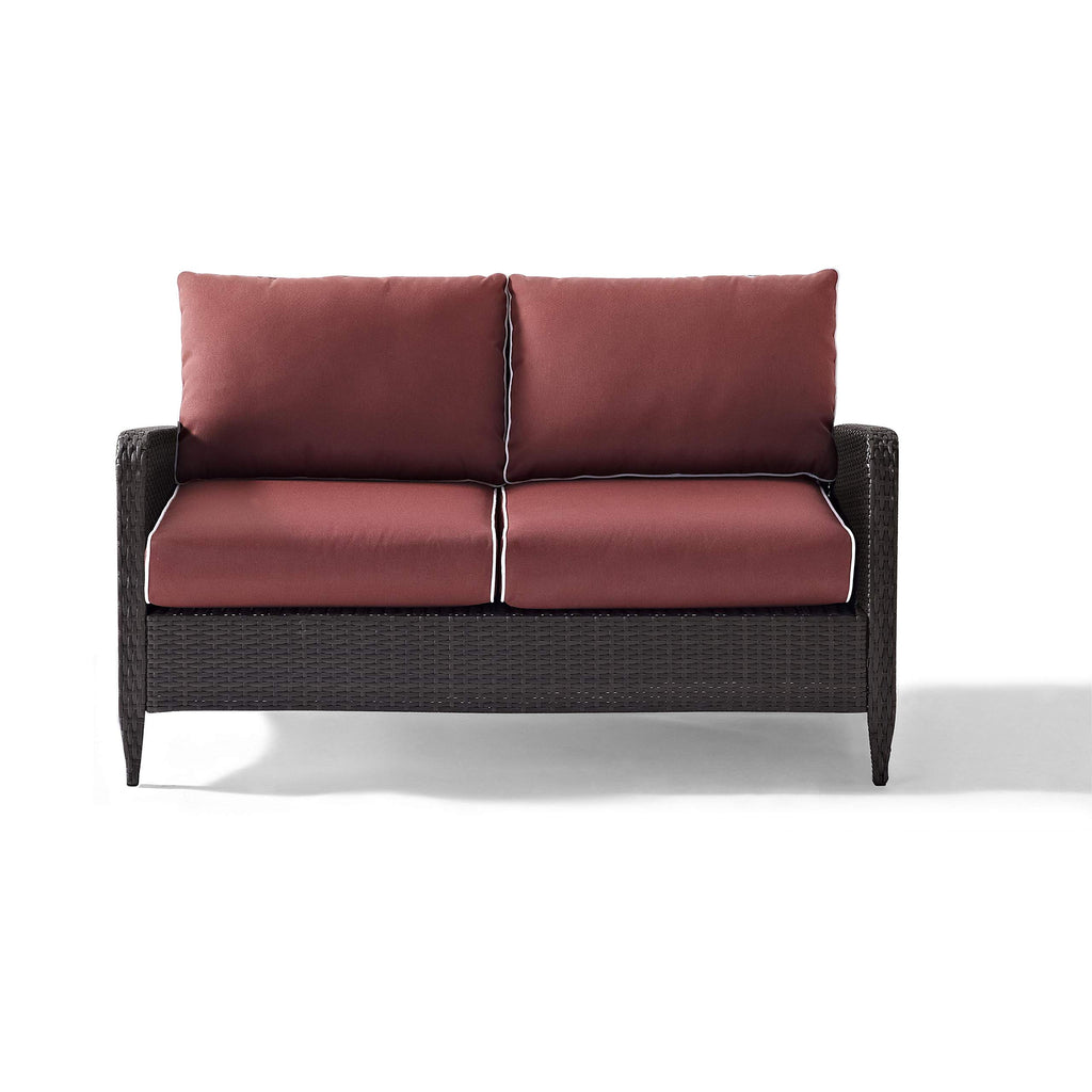 Crosley Kiawah Outdoor Wicker Loveseat in Sangria