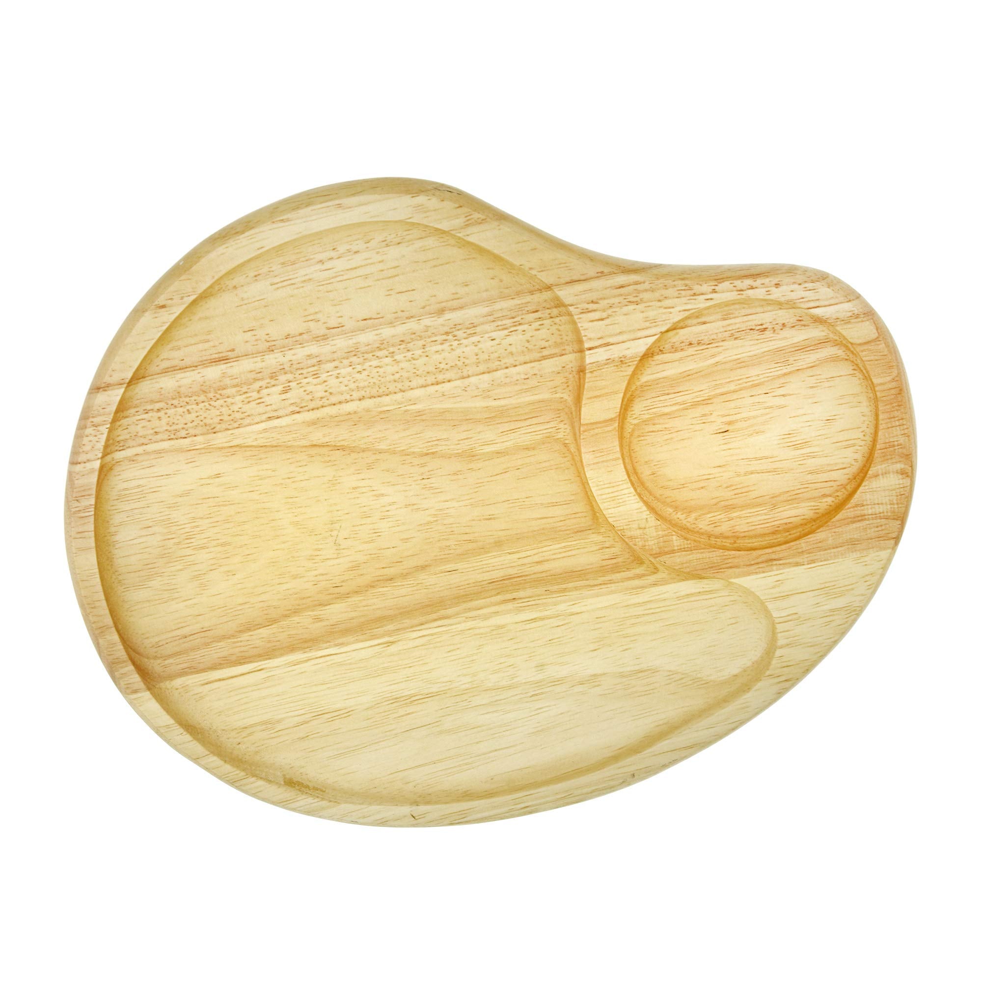 AeraVida Functional Aesthetic Two Section Native Natural Wood Beautiful Plate with Drink Holder for Home Decor