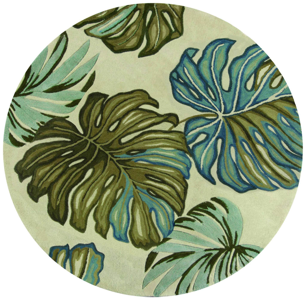 HomeRoots Wool 10' Ivory Hand Tufted Tropical Monstera Indoor Runner Rug