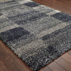 HomeRoots 507875 8 x 11 ft. Geometric Shag Power Loom Stain Resistant Rectangle Area Rug Charcoal Silver & Grey