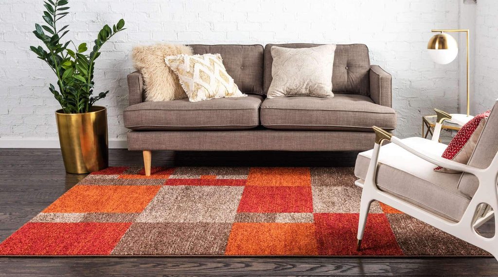 Unique Loom Autumn Collection Modern Contemporary Casual Abstract Area Rug, 5' 3'' X 8', Multi/Dark Brown