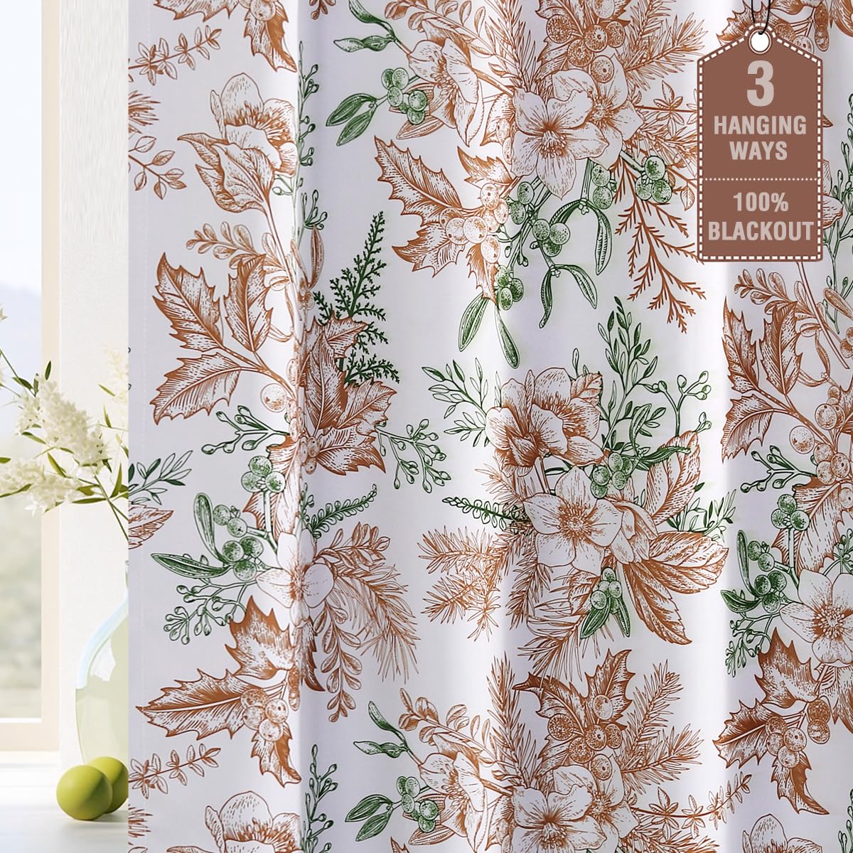 H.Versailtex 100% Blackout Curtains For Bedroom Vintage Floral Curtains 108 Inches Long Back Tab/Rod Pocket Curtains & Drapes Th