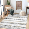 BESTSWEETIE 4x6 Area Rug for Living Room Washable Rug Moroccan Farmhouse Neutral Geometric Low Pile Water Repellent Non-Slip Sof