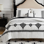 MAIREVE White King Bedding Set Boho 7 Piece, King Size Comforter Set 7 Pieces with Comforters, Sheets in Embroidery King Comfort