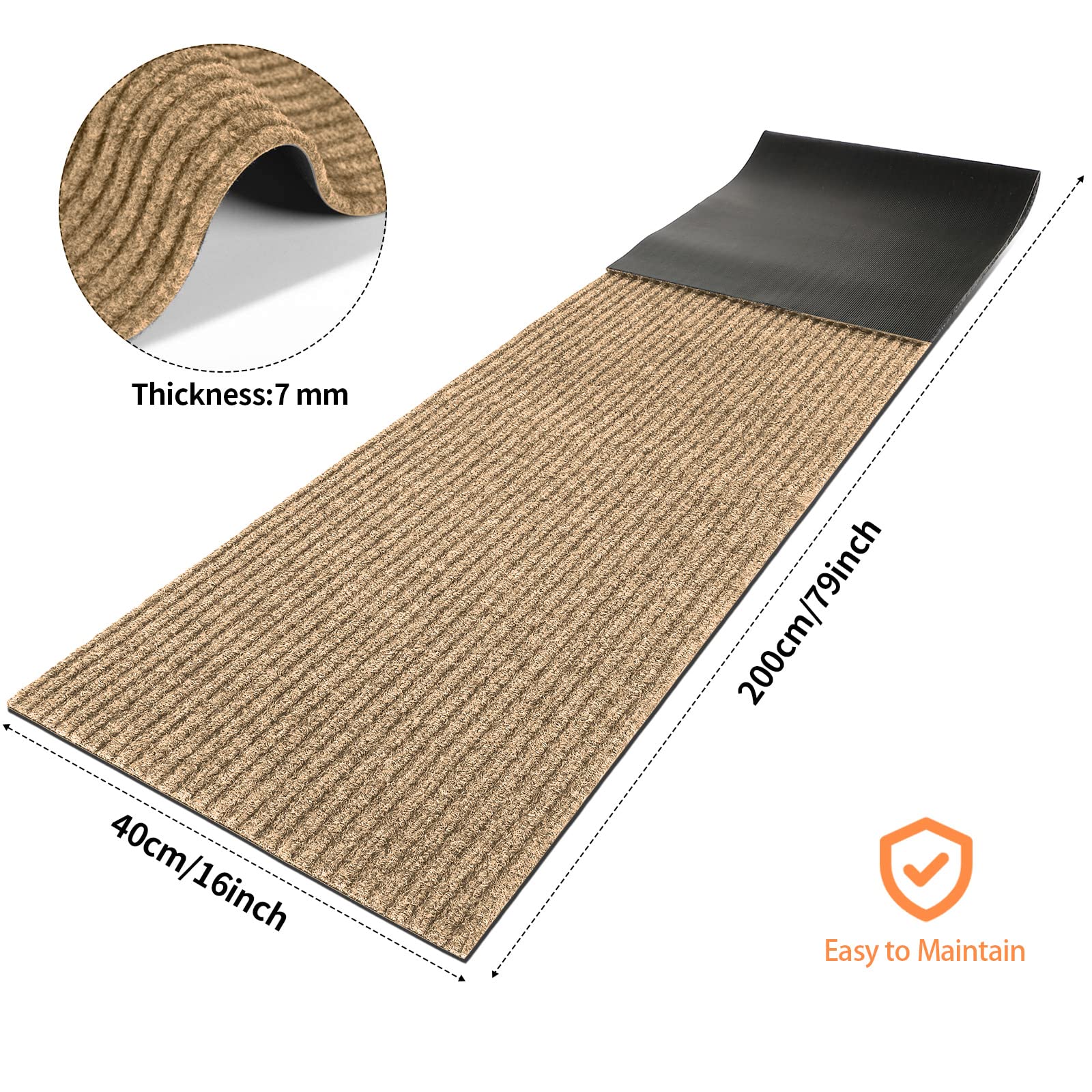Nuanchu Large Semi Finished Outdoor Mat 16 X 79 Inch Narrow Door Mat Non Slip Boot Rugs Waterproof Carpet Roll For Bathroom Entryway Indoor Outdoor(Khaki,4 Roll)