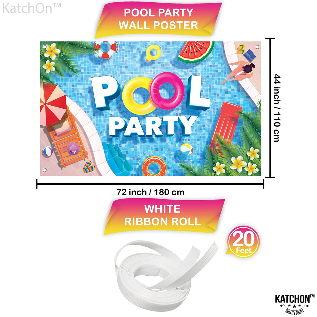 Katchon, Xtralarge Pool Party Backdrop - 72X44 Inch | Pool Party Banner For Pool Party Decorations | Summer Backdrop For Summer