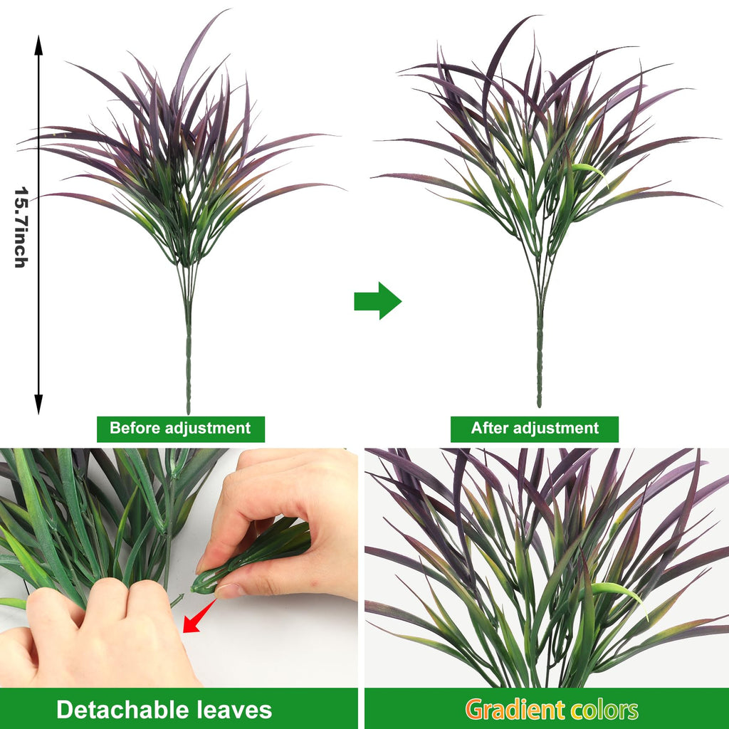 16 Bundles Artificial Plants Outdoor Fake Grass Greenery Stems Uv Resistant Faux Plastic Plants Shrubs For Spring Summer Home Ga
