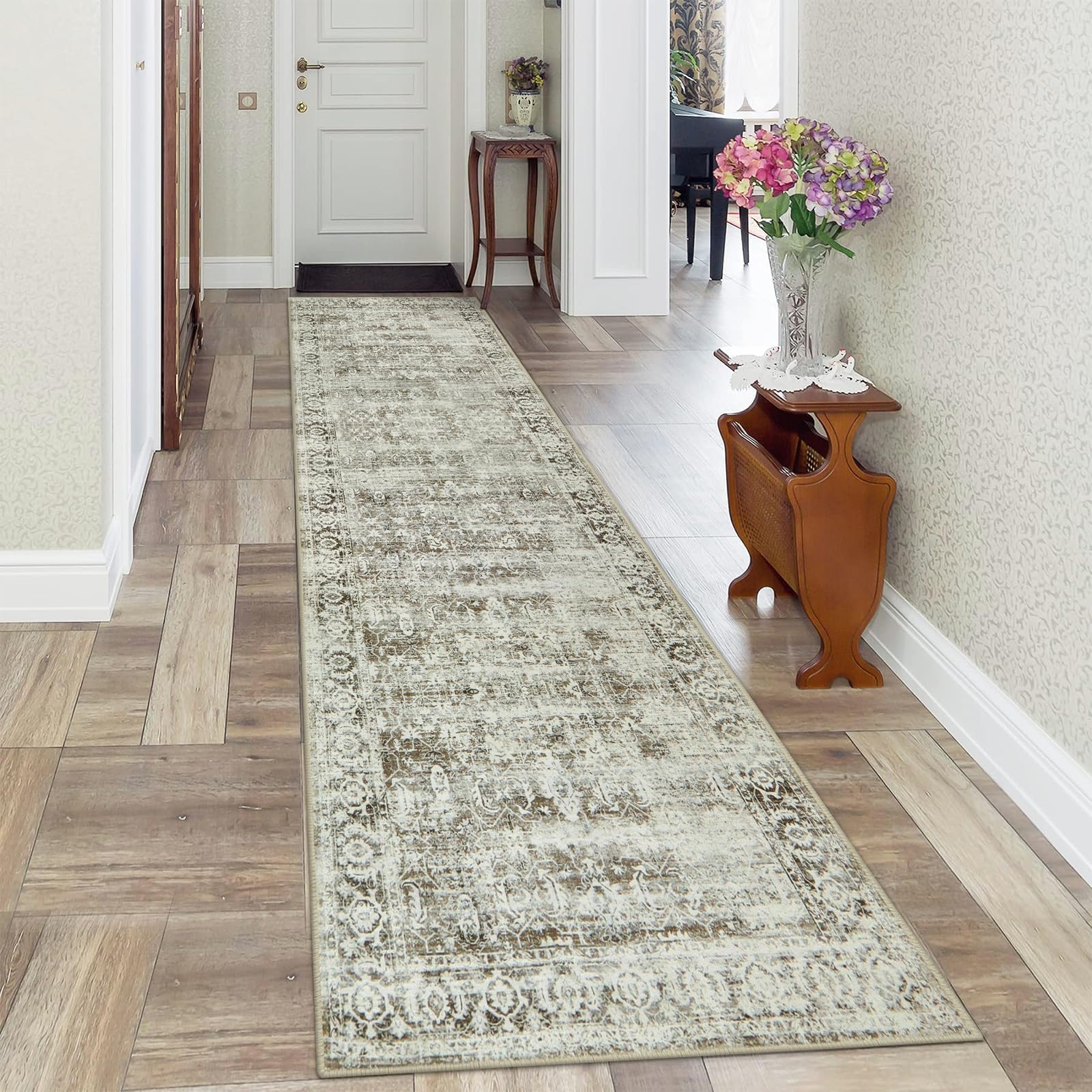 Morebes Vintage Extra Long Runner Rugs for Hallways 10 ft, Washable 2x10 Runner Rug for Kicthen Non Slip, Soft Distressed Non-Sh