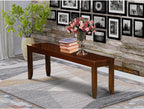 East West Furniture LYB-ESP-W Lynfield Dining Room Bench with Solid Wood Seat, 52x15x18 Inch, Espresso