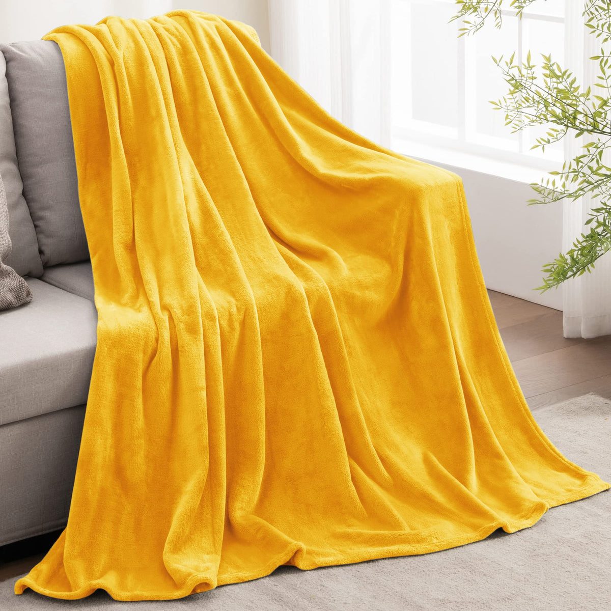 Bedelite Fleece Blanket Yellow Throw Blanket For Couch & Bed, Plush Cozy Fuzzy Blanket 50 X 60, Super Soft & Warm Blankets For F