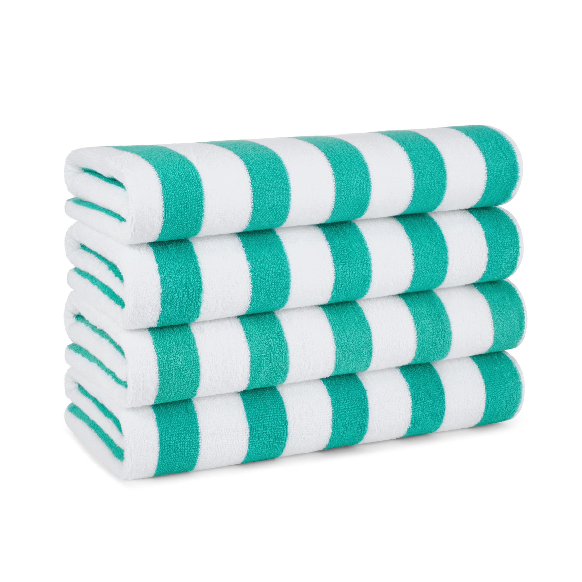 Arkwright Cali Cabana Stripe Beach Towel - Pack of 4 - Soft 100% Cotton Lightweight Quick Dry Terry Towels Set for Pool, Swim, a