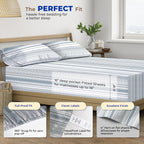 Thread Spread 100% Egyptian Cotton Printed Bed Sheets - 600 Thread Count 4 Pc California King Sheet Set, Hotel Luxury Bedsheets, 16' Deep Pocket Cooling Sheets For Cal King Size Bed - Dotted Stripe
